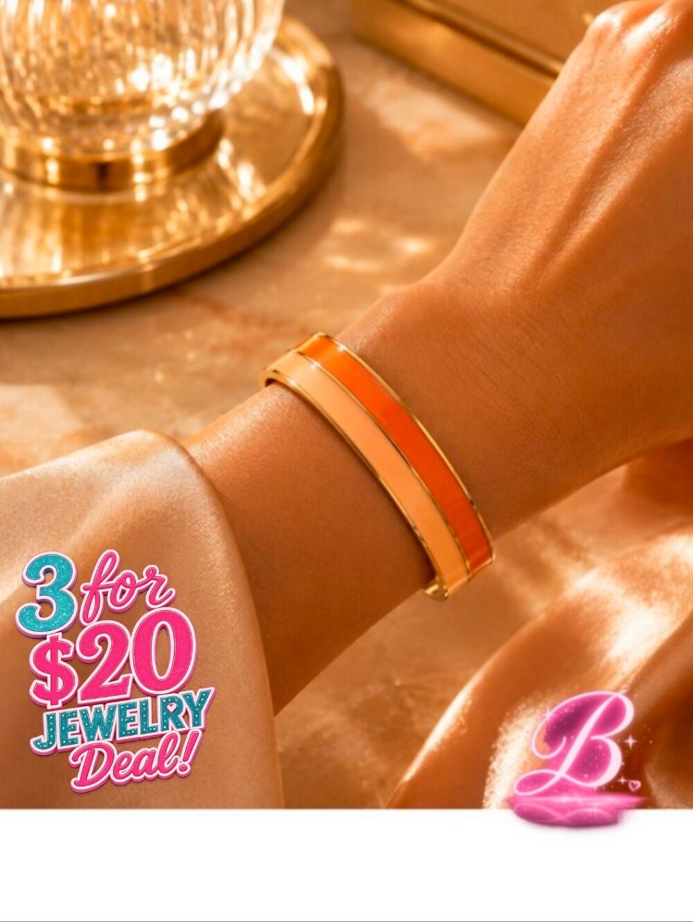 3/$20 Zoetik Colorblock Pink and Light Blush Enamel Bangle Bracelet NWT